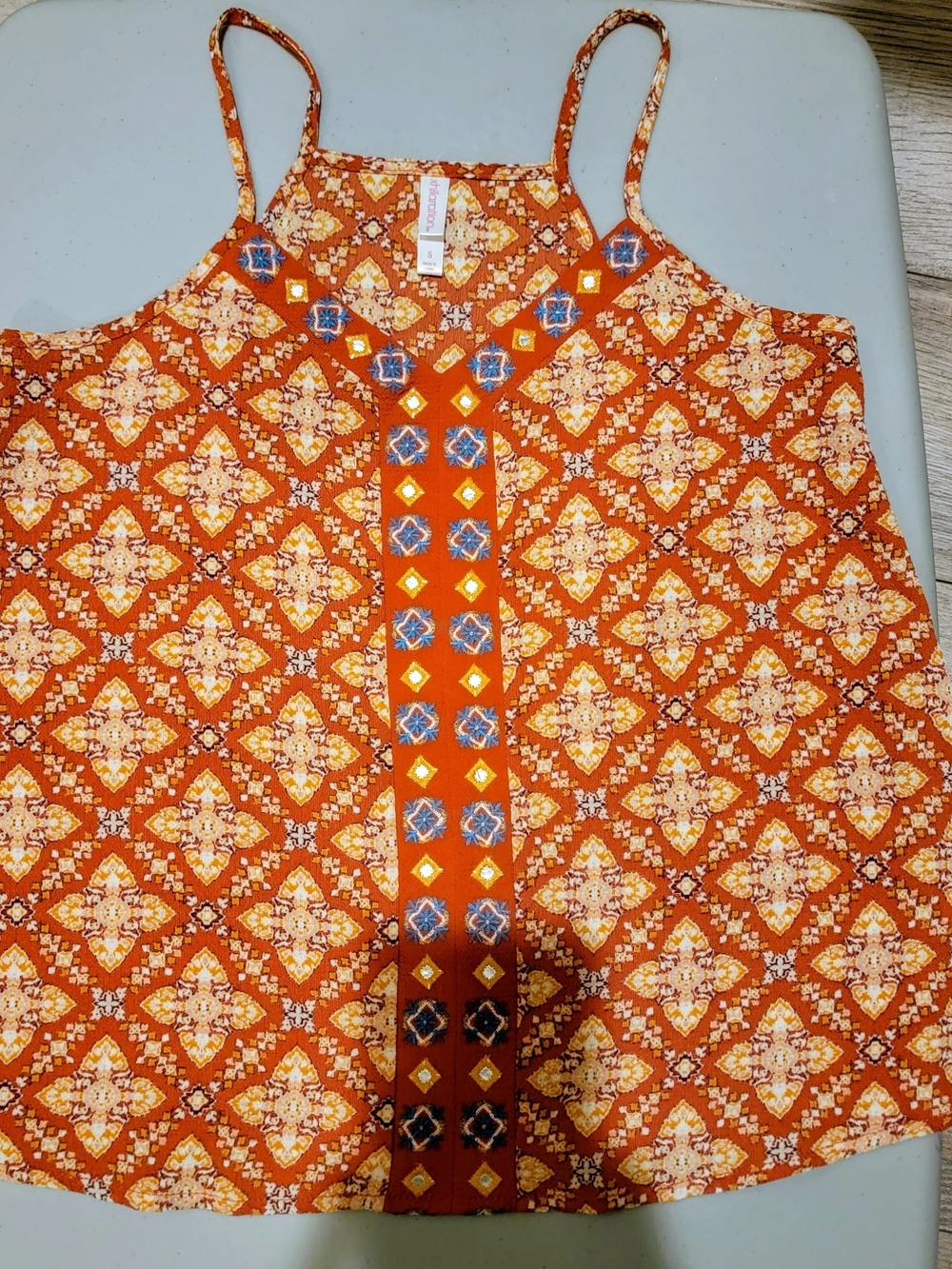 ⭐️ Xhilaration - Orange Boho Print Spaghetti Strap Tank